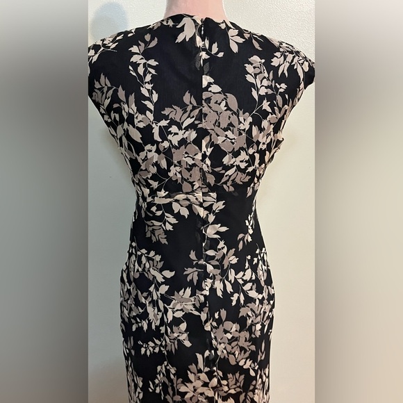 Jones New York Black Floral Baby Doll VTG   Silk Grudge Y2K Sheath Midi Dress 4 - Picture 10 of 15